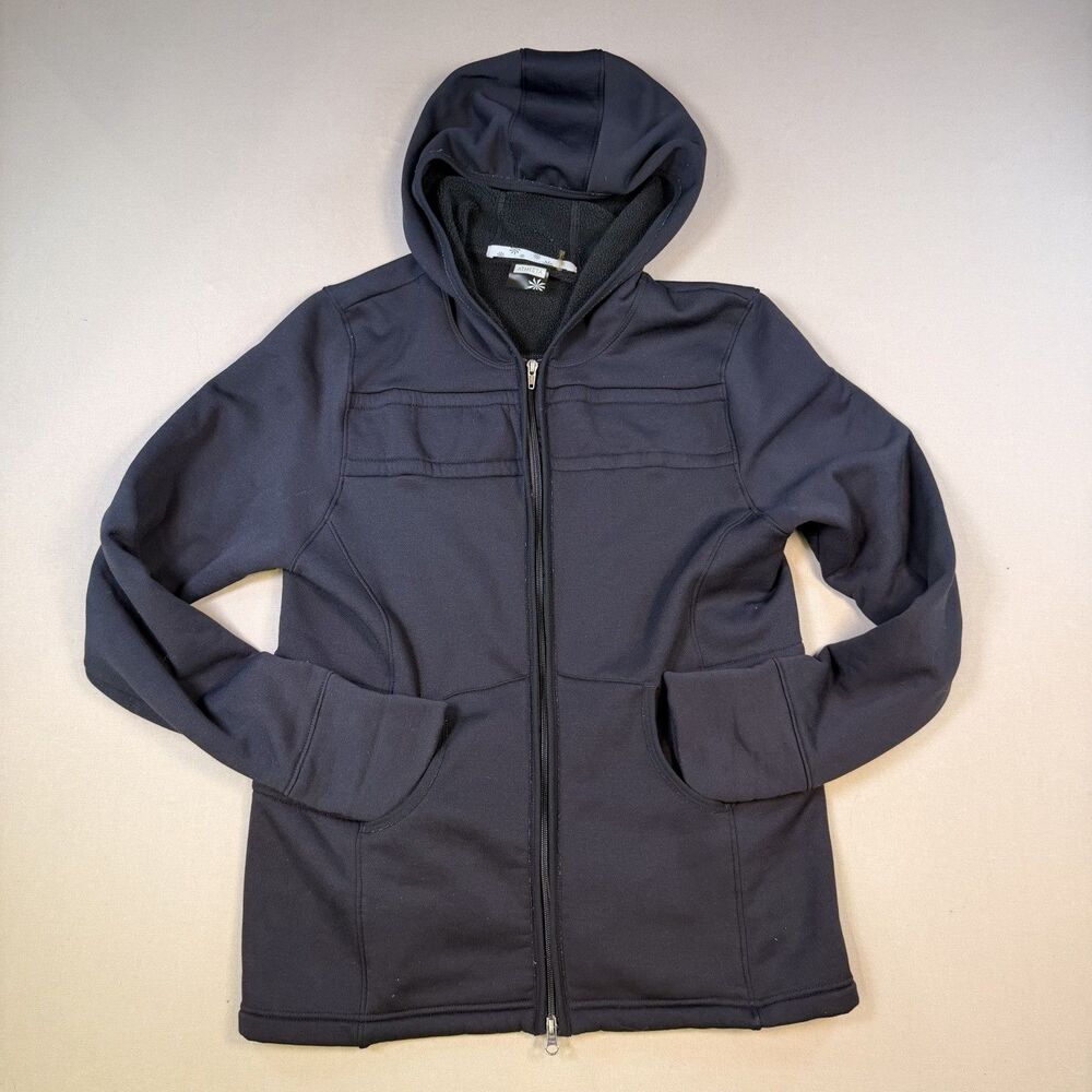 Athleta Black Hooded Zip-Up Sweatshirt